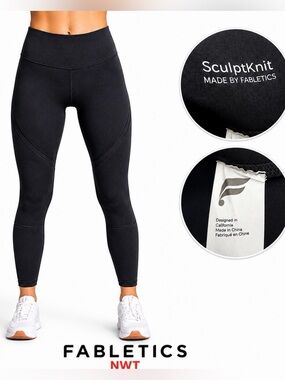 Fabletics SculptKnit Open Work Leggings XS 4 Short Dark Gray High Waist NWT Gym